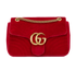 Medium GG Marmont Shoulder Bag, &pound;550, Handbags, Red, Velvet, Front view